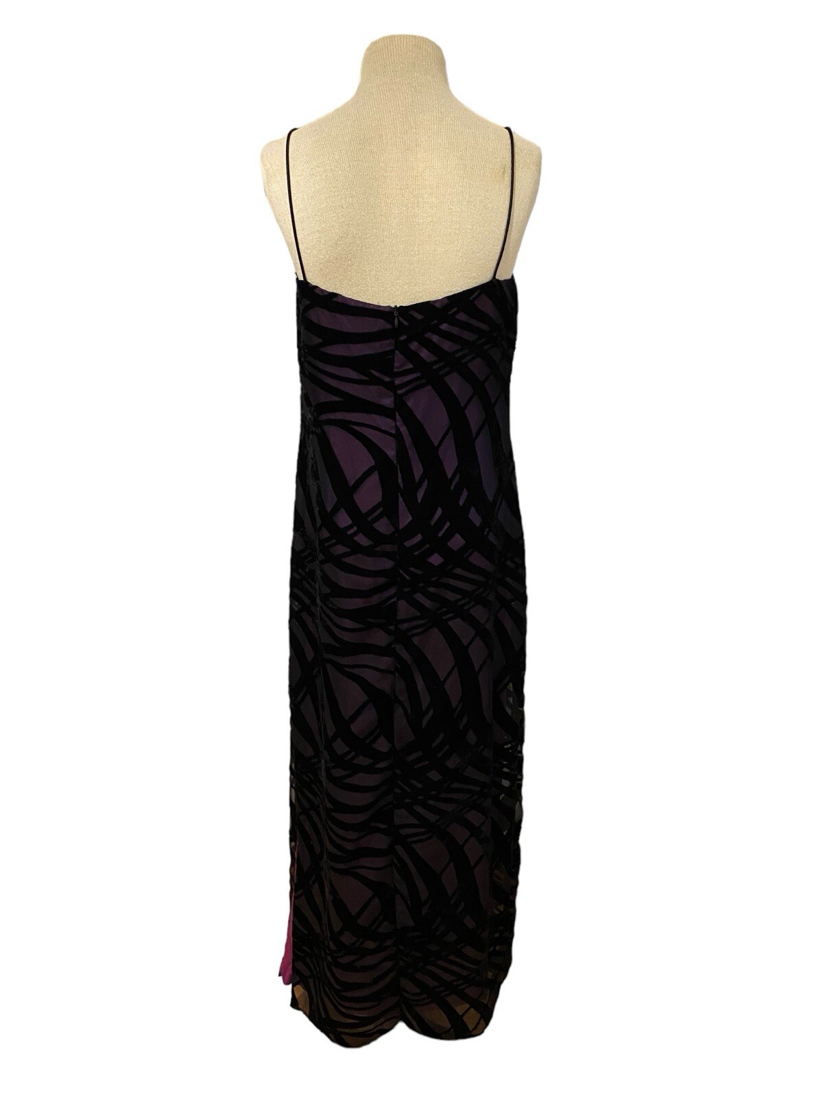 Vintage Arianna by Rachel Kaye Black Purple Velvet Claudie Dress Size 8