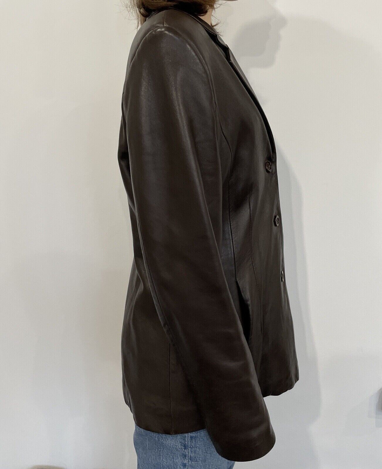 Vintage Versace Classic V2 Leather Brown Blazer Jacket Size 2XL