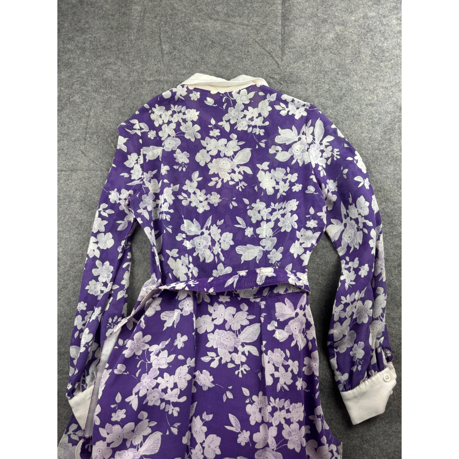 VTG Bobbie Brooks Purple Floral Pintuck Maxi Dress 70s Belted Womens XS? Prairie