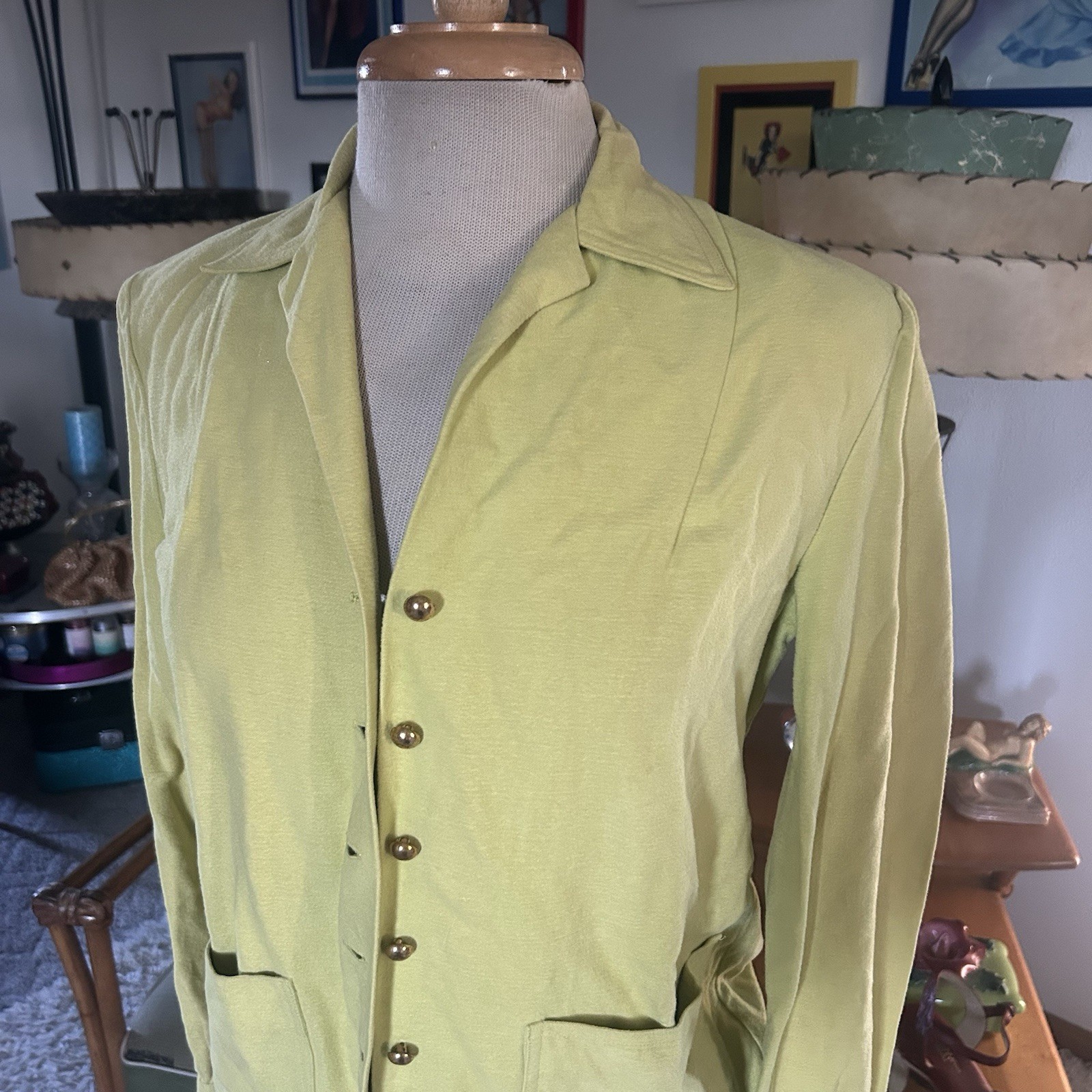 Vintage 1940s Suit Set | Jacket | Skirt | Chartreuse Green | S M | 40s