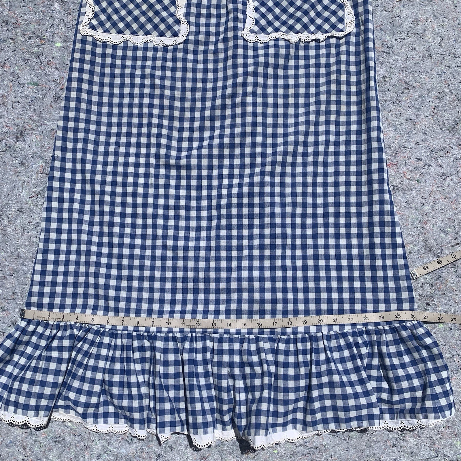 As Is vintage 50s blue gingham cotton sleeveless straight maxi dress cottage
