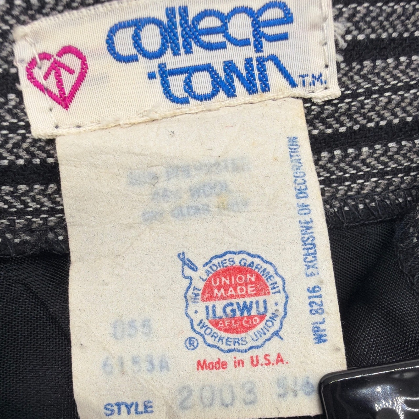 College Town Vintage Trousers 24 Black Grey Stripe Wool Blend Retro Boho USA