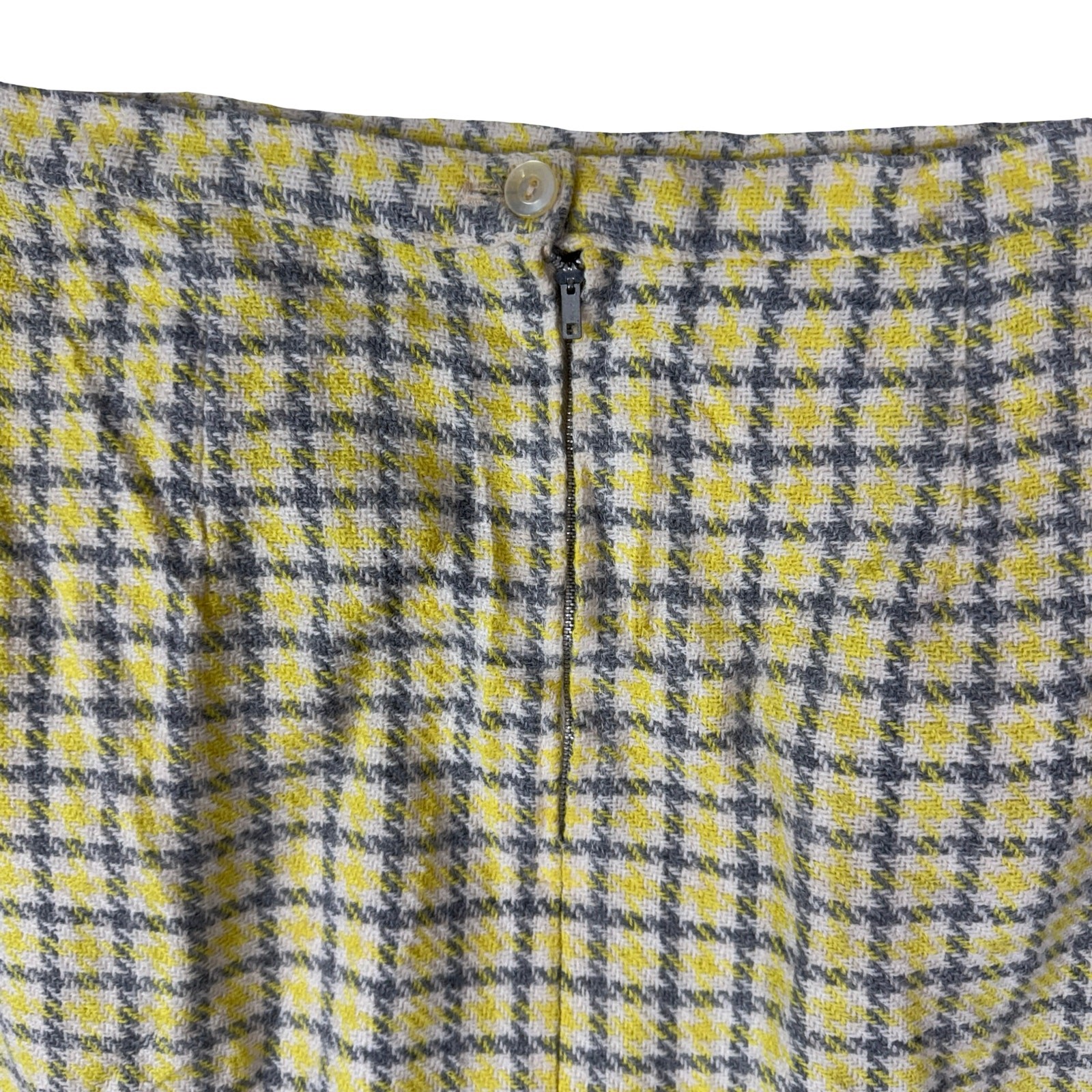 Title: Vintage 60s Yellow Check Skirt Shepherd Plaid Metal Zip 34W Large As-Is