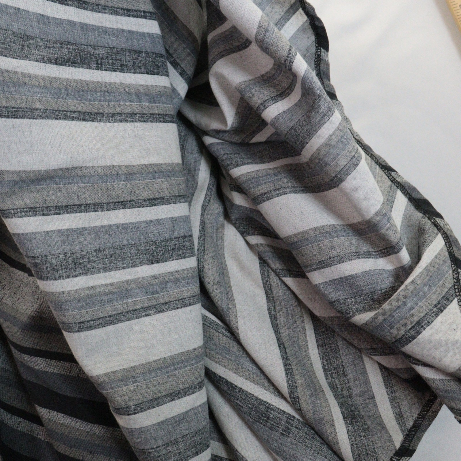 Vintage 70s Striped Dress Retro Office Cotton Casual Chic Women Sz 11/12