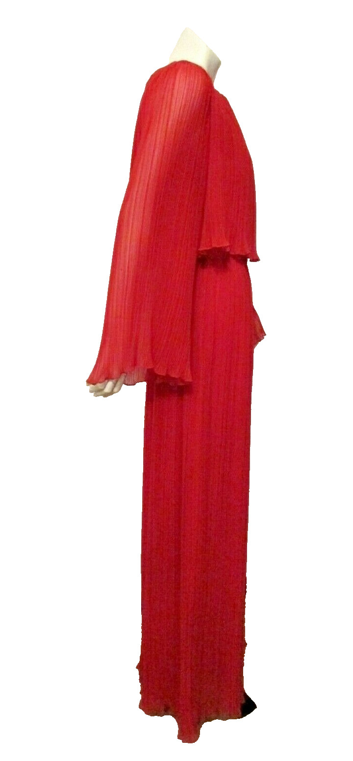 Marita by Anthony Muto Fortuny Accordion Pleat Evening Poly Chiffon Cape Gown 10