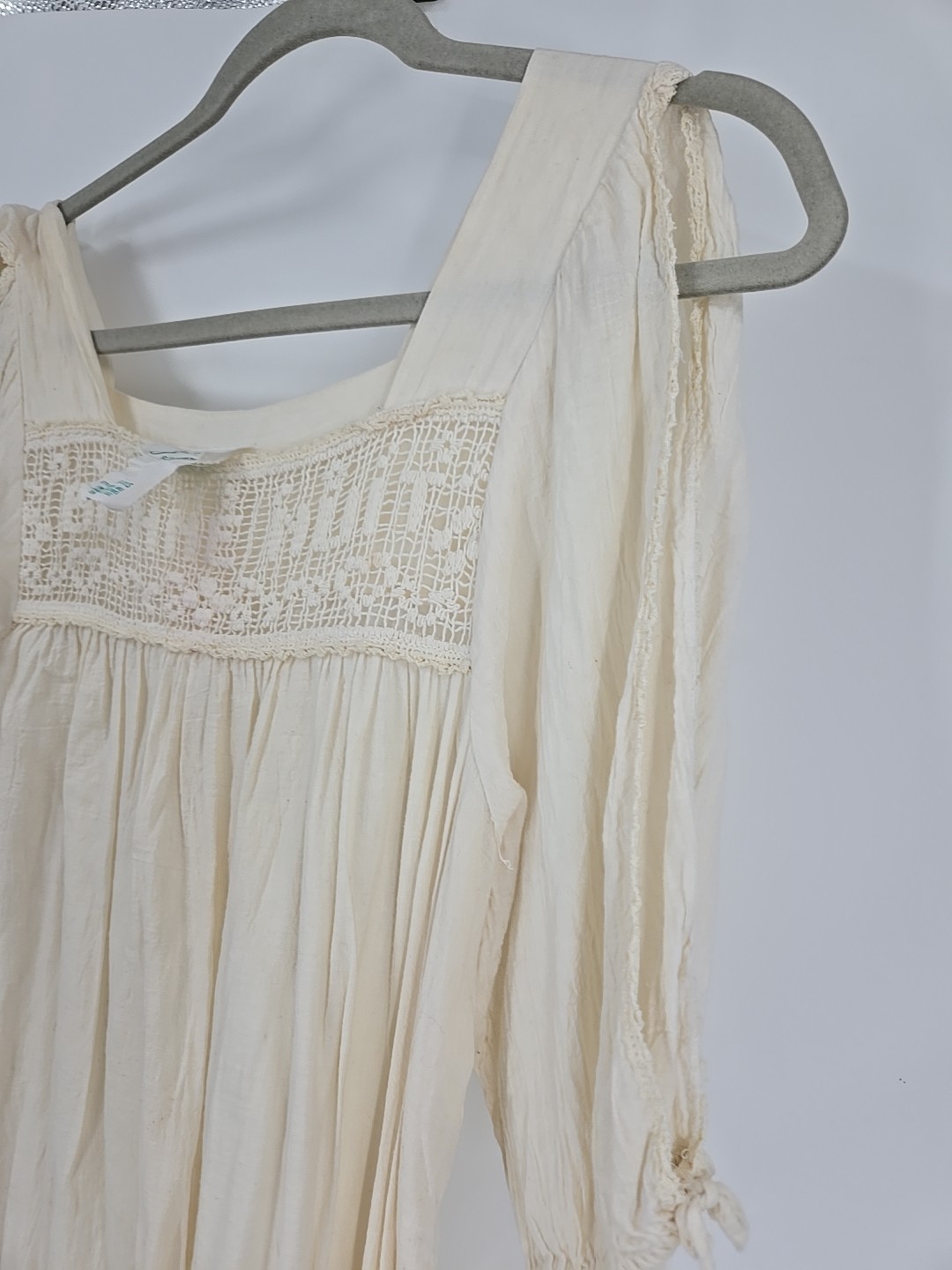 VTG Cotton Night Gown French Bonne Nuit Goodnight Crochet Juli Of Slumbertogs SM