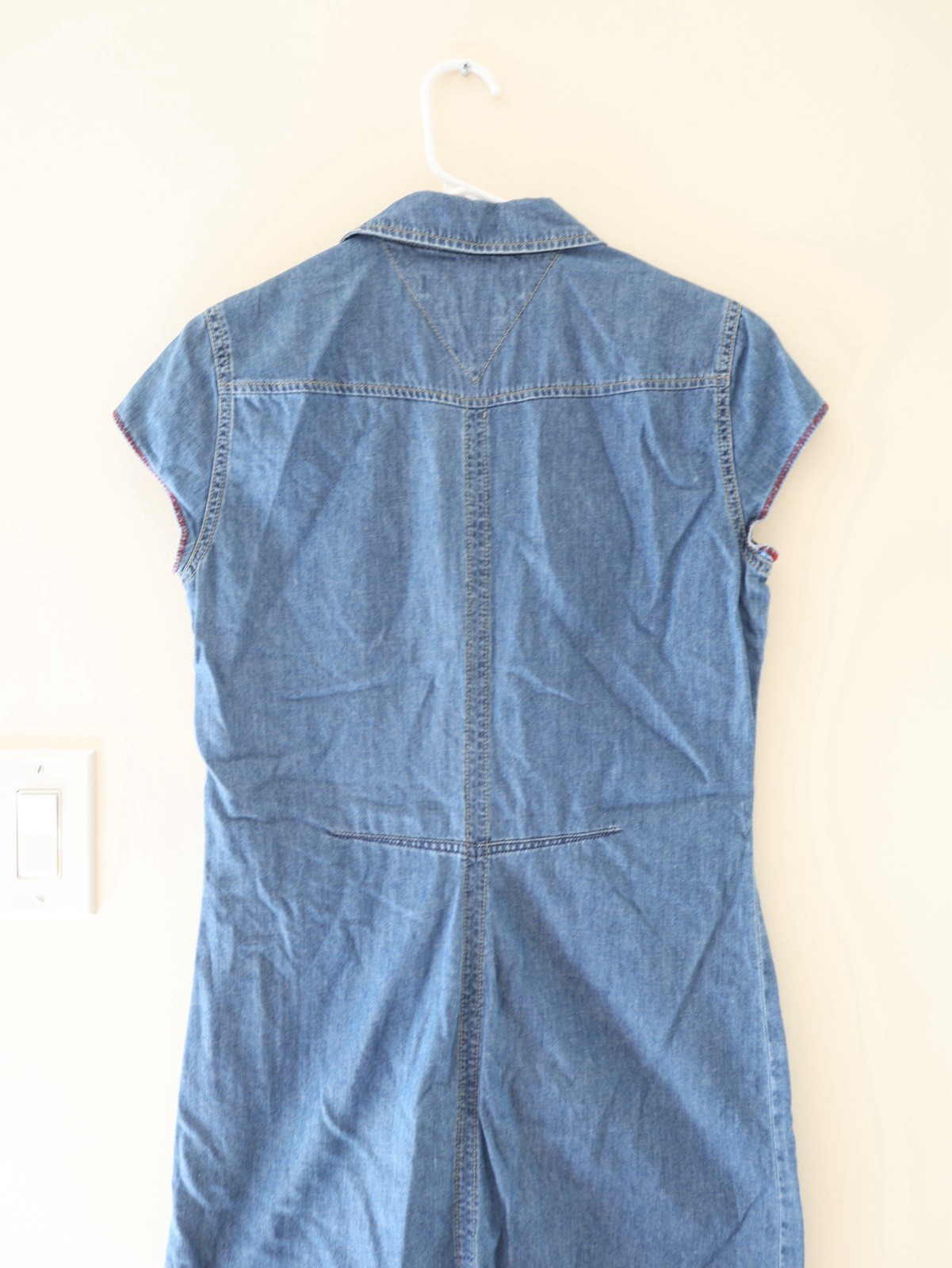 Vintage Tommy Hilfiger 6 Button Denim Midi Dress Blue Y2K Retro Preppy Grunge