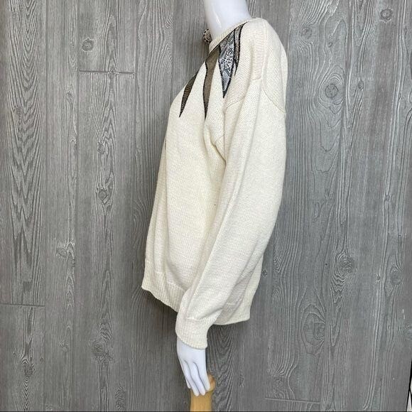 Vintage knit Hana lee sweater “ feather “ moira rose retro 80s shirt med