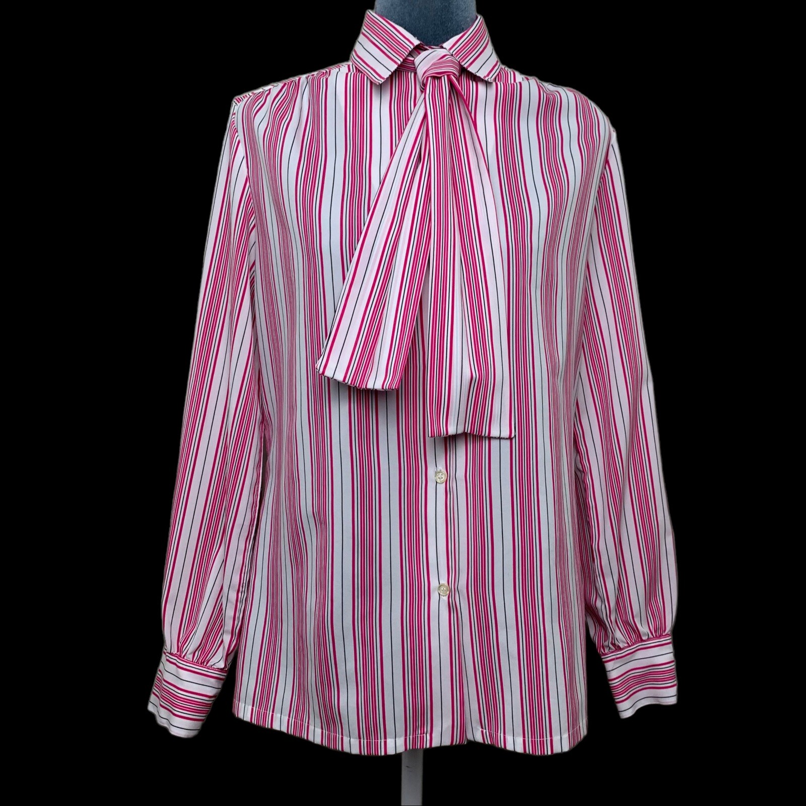 Vintage 90s Personal Womens Medium Pink Vertical Striped with Matching Tie Scarf