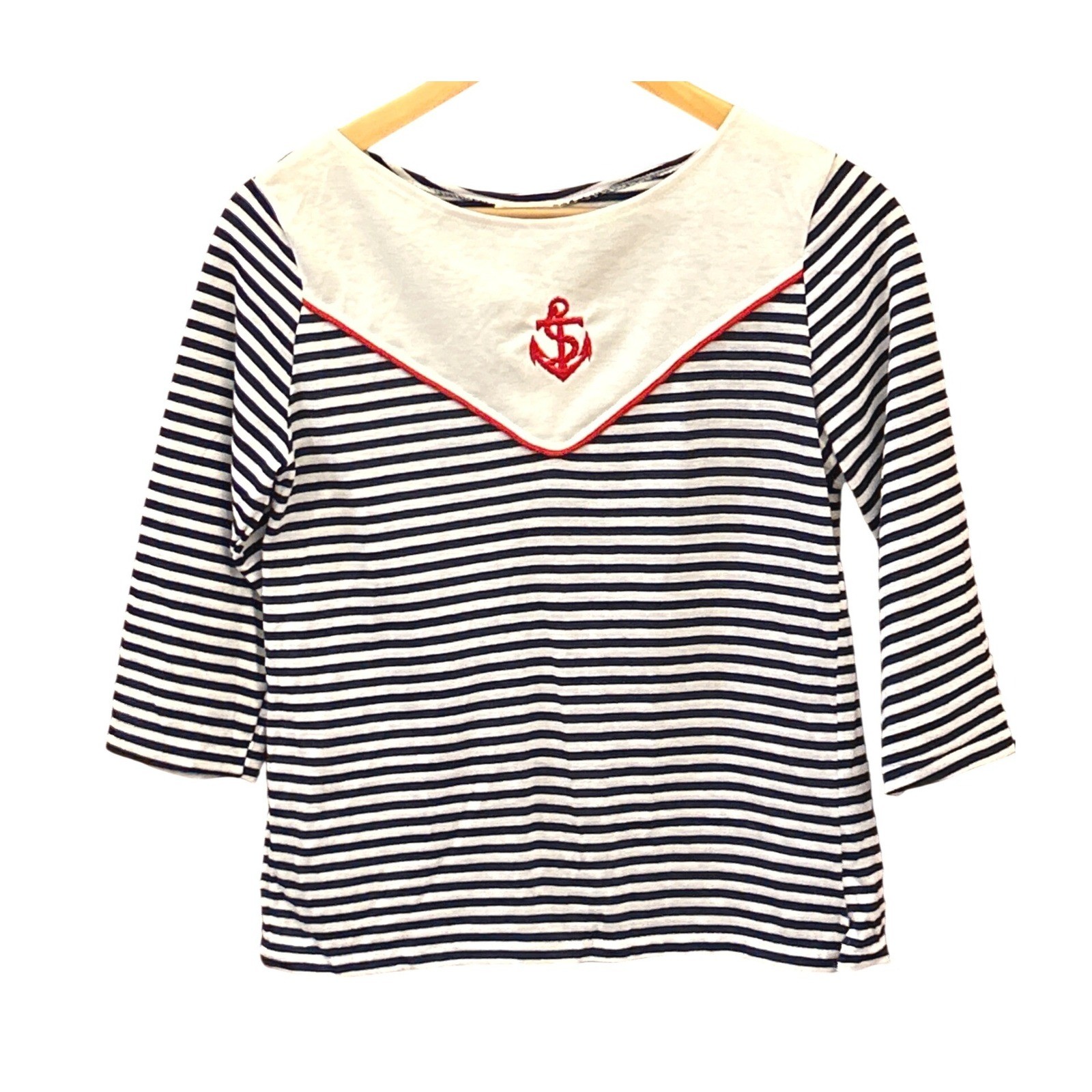 Vintage Variety Deadstsock Striped Anchor Top Nautical Sailor Coastal Chic