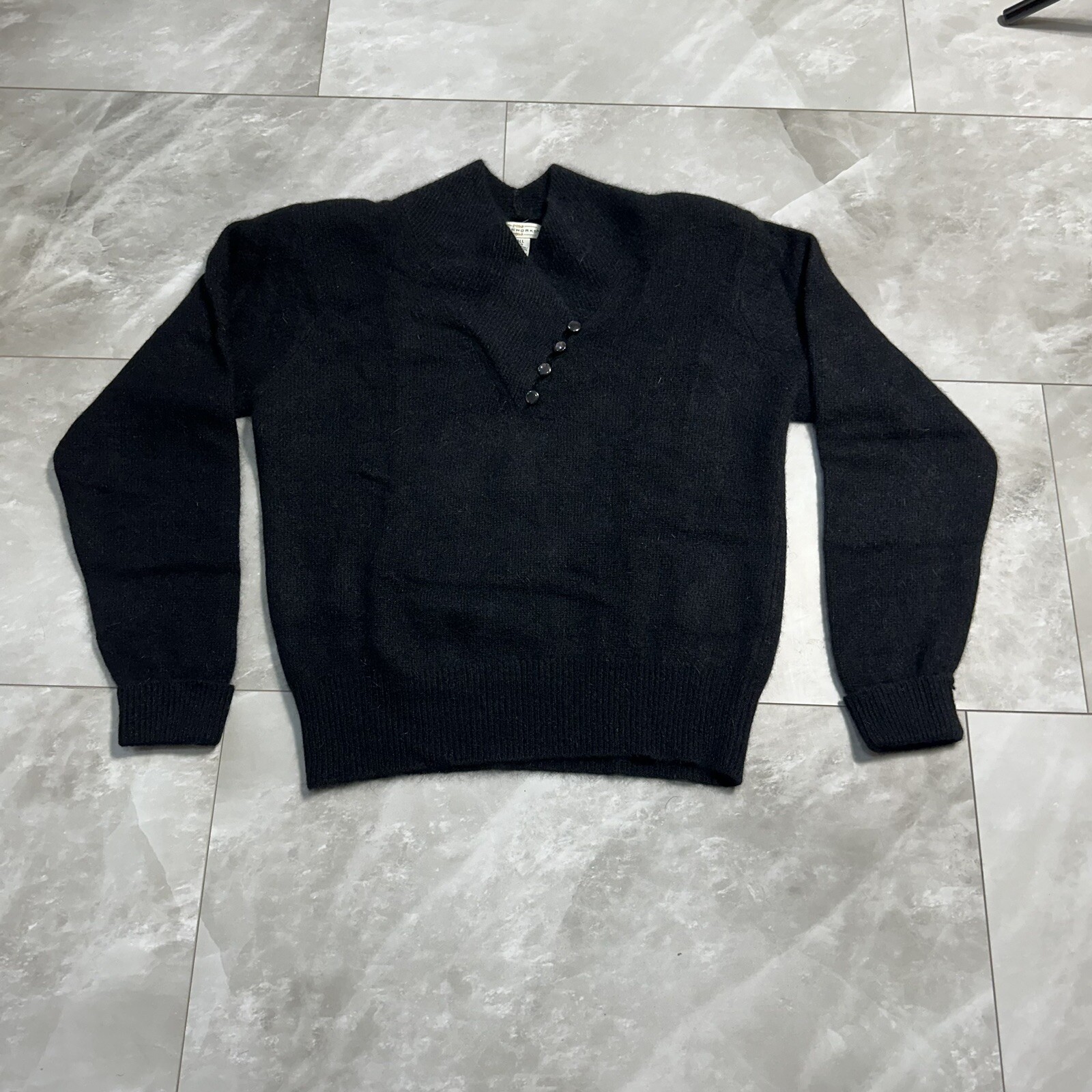 Yarn Works Vintage Sweater Size S Black Chico Lamb/Angora Soft Classic Adorable