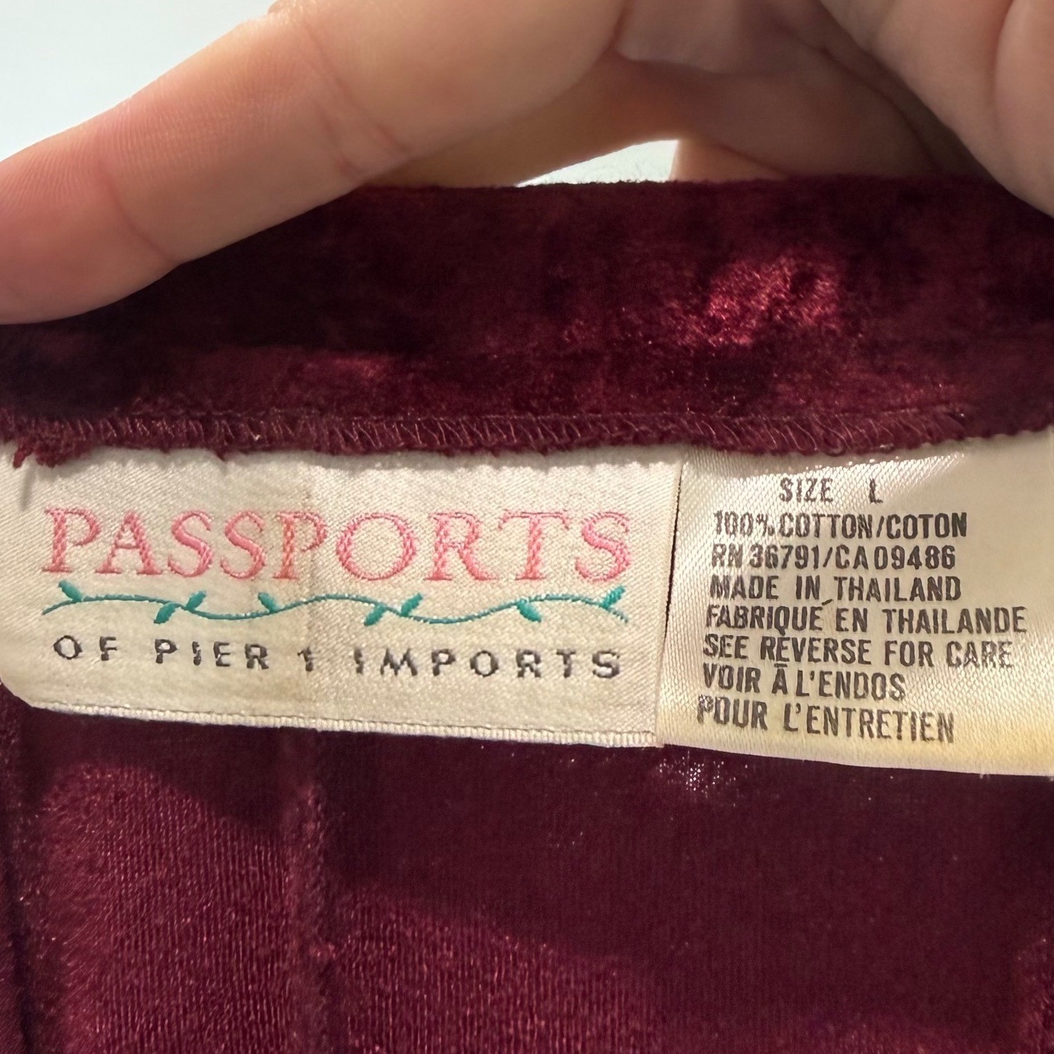 Passports Pier 1 Imports Vintage Burgundy Crushed Velvet Dress L 90’s vampire