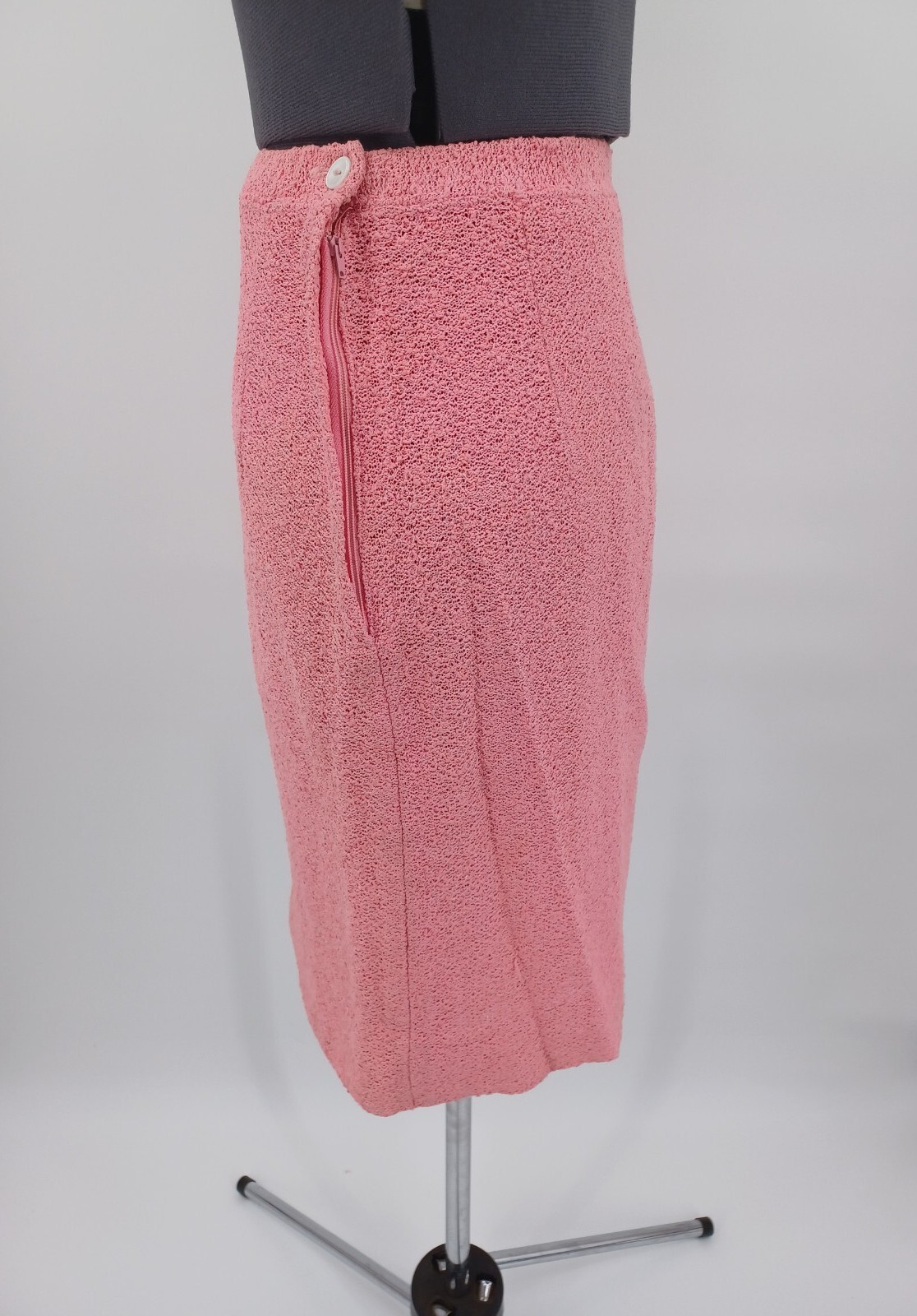 Vintage 1960s APOLLO Of New York Pink Knit Skirt Wiggle Beaded Shimmy Top