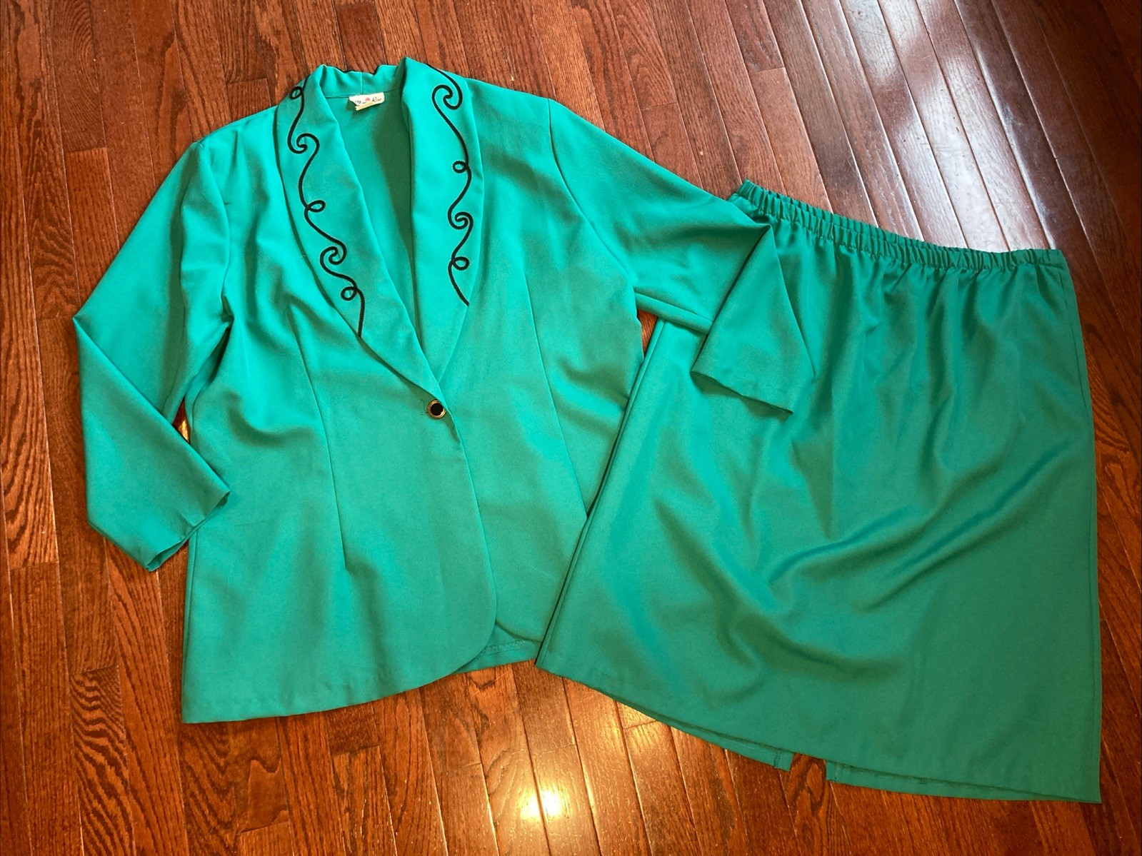Womens 22 W Vintage 80s 90s Suit Blazer Jacket Shoulder Pad & Skirt Rare Set