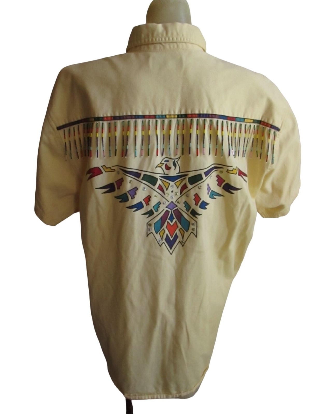 True Vintage Western Shirt XL Top Native American Motif Southwestern Thunderbird