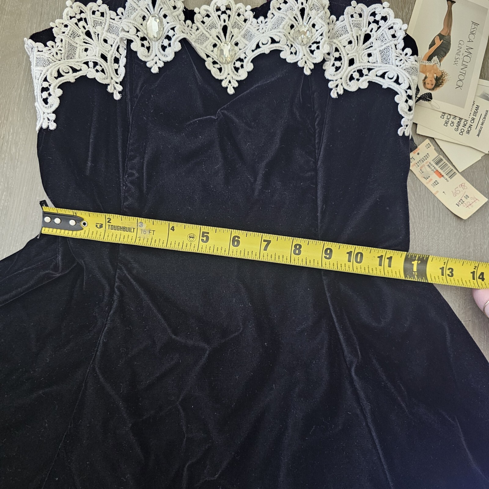 Vtg Jessica McClintock Women Size 7/8 Black With Tulle & 3 Crystals – NWT