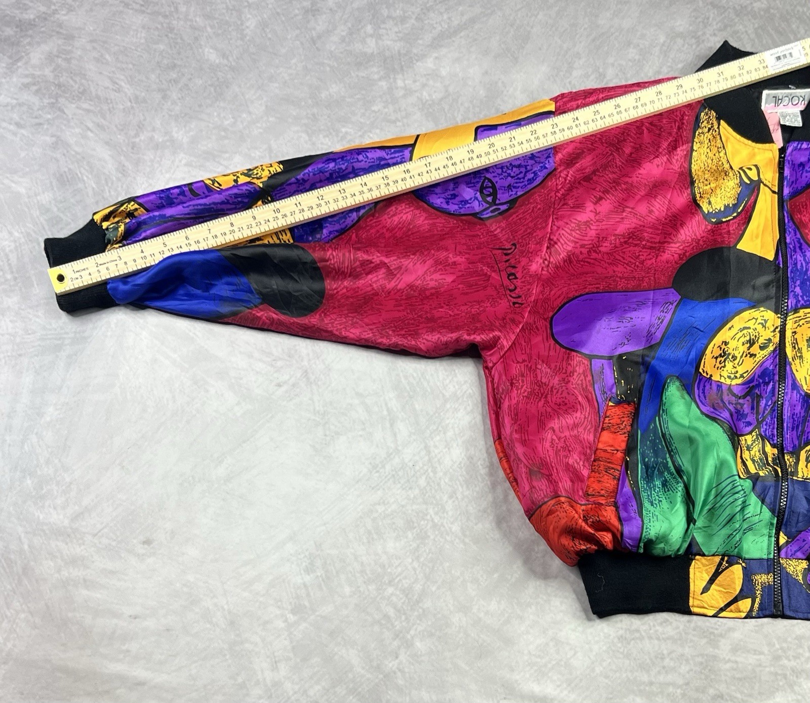 Vintage 80s 90s PICASSO Silk Art Jacket One Size Fits Most Kocal