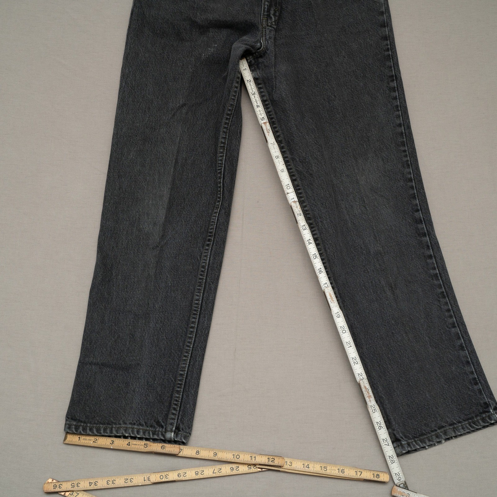 Vintage 80s Levis Leather Tab 540 Relaxed Fit Taper Faded Black Denim Jeans