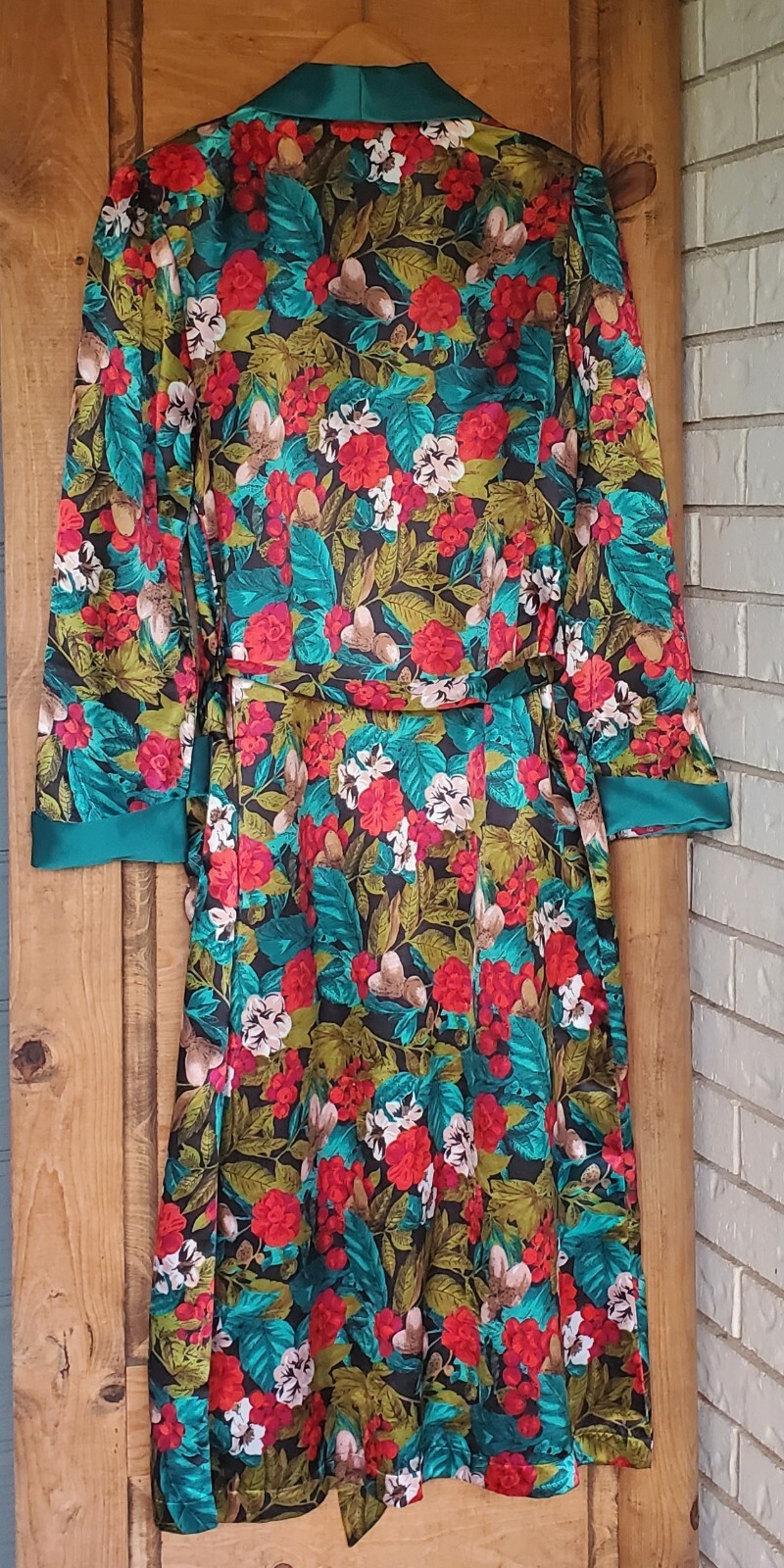 Vntg Kathryn 'Silky’ Teal Multi Floral Loungewear, Medium