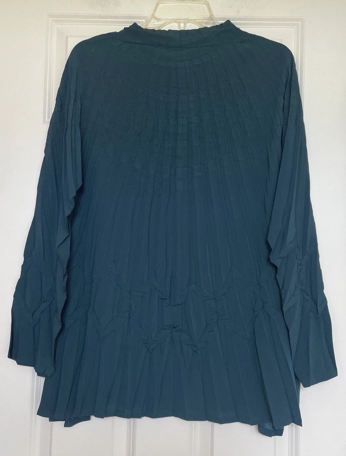 Vintage Babette Green 2 Pc Set Crinkled Top Pleated Wide Leg Pants Size S USA