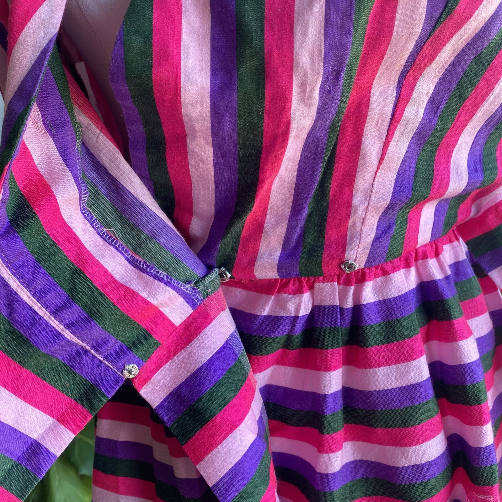 Vintage Prue Acton Dress Fits Au 8 XS/S Multicolour Stripe Silk Wrap Mini Dress