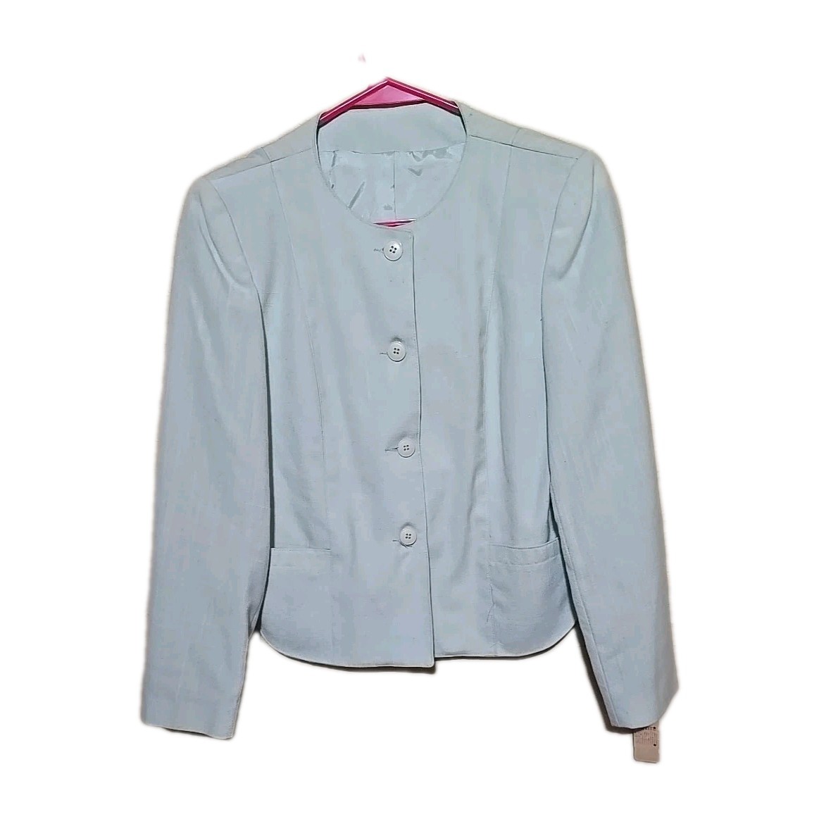 NWT Vtg 1980s Michelle Stuart Light Blue Academia Business Blazer Womans Size 8P