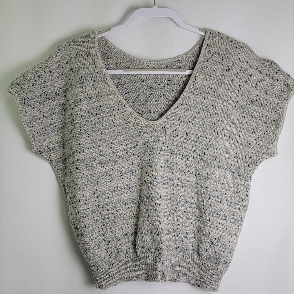VTG Women’s V-Neck Knit Jane Adams Cottagecore Summer Neutrals Cute Soft Girl