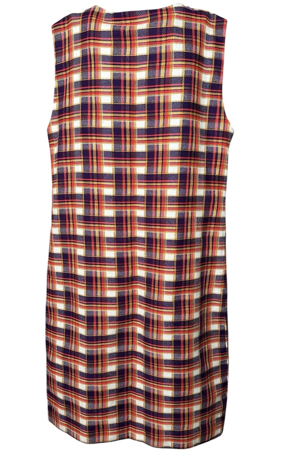 Plaid Jumper Dress Dutchmaid 70s Zip Front Pockets Size 38 Vintage
