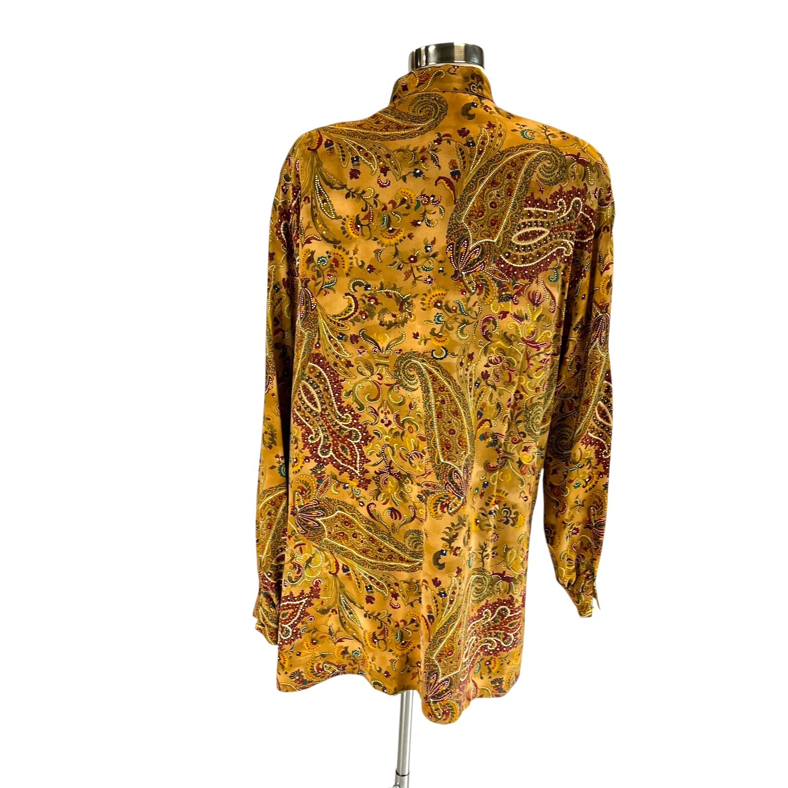 Vintage 80s 90s Liz Claiborne Collection Burnt Orange 100% Silk Asian Blouse Top