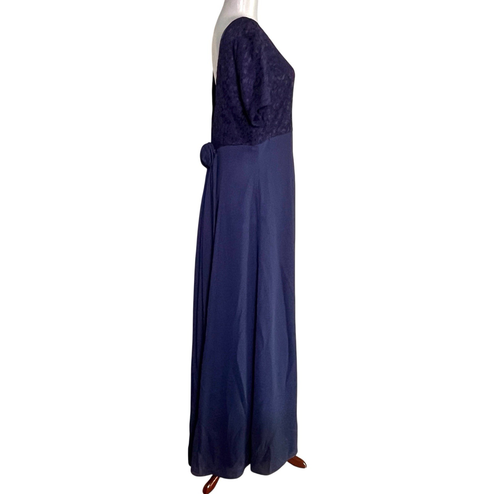 Vintage 1990s Lanz Of Salzburg Navy Lace Formal Gown Dress Large Needs Cleaning