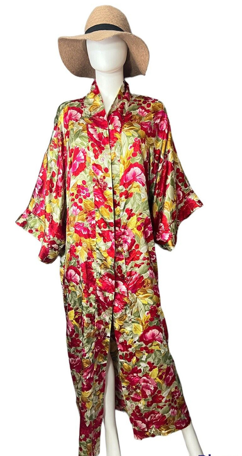 Vintage JESSICA LYNN Peignoir floral kimono sleeve sz xl