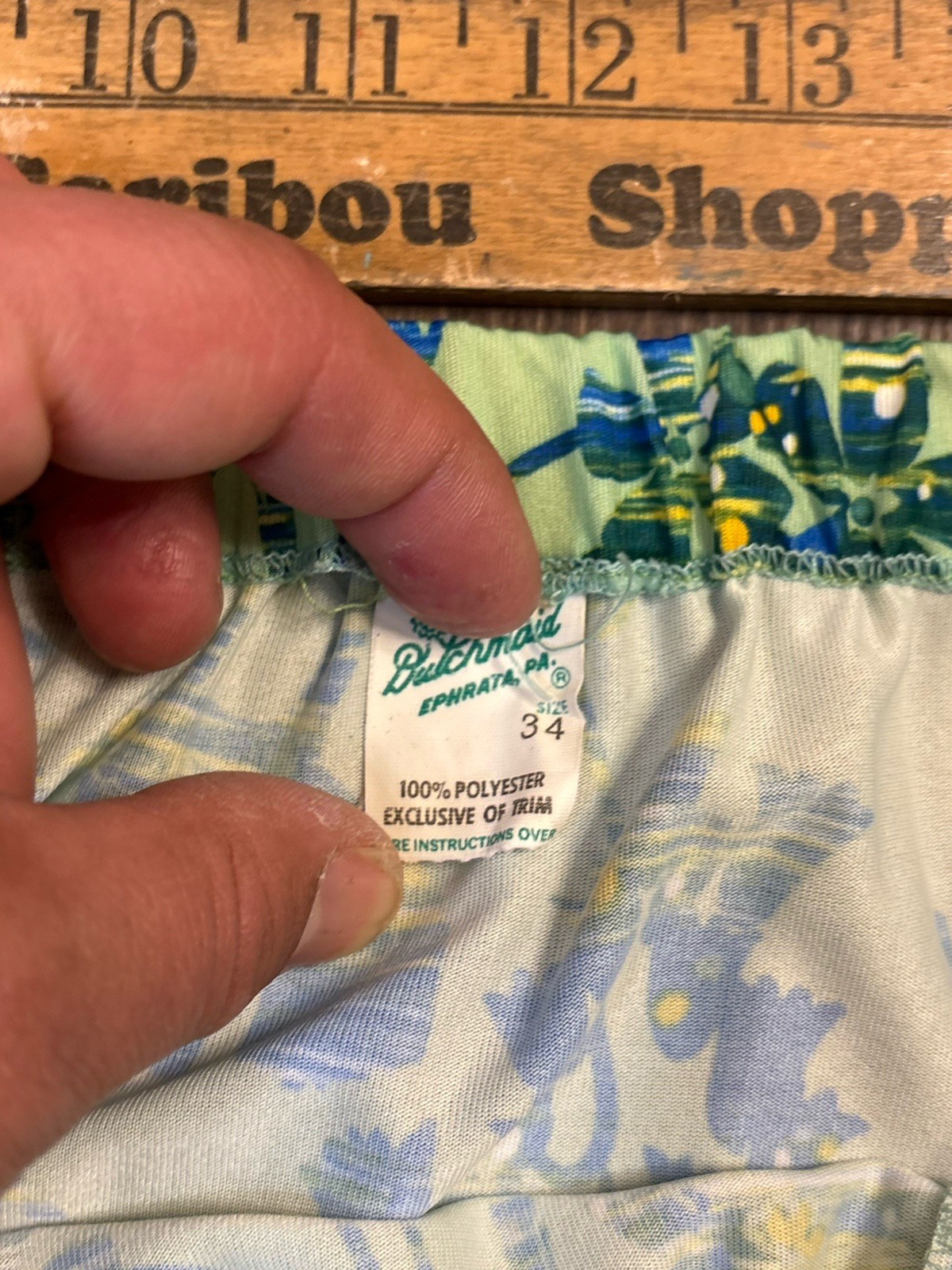 Vtg DutchMaid Dress Womens 34 Blue Green Floral Print Hippie Boho Flower Collar