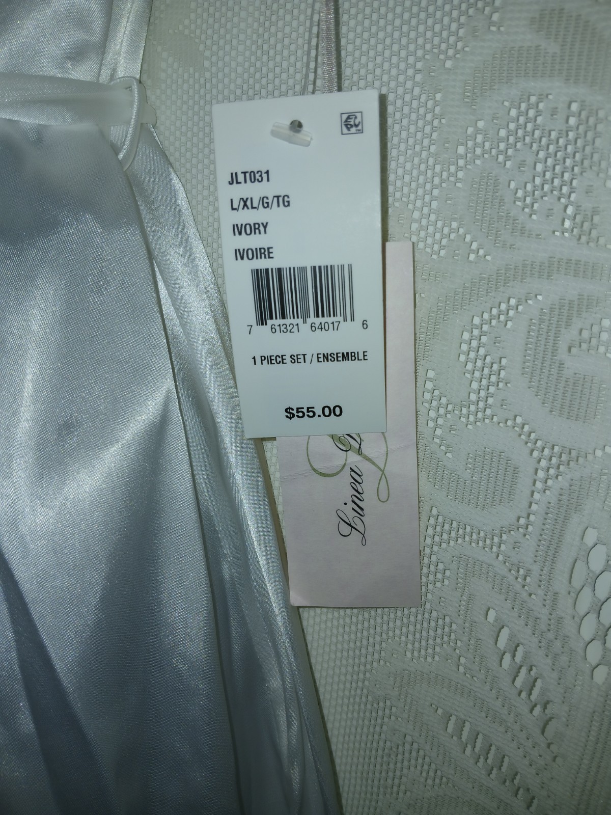 Vintage Linea Donatella White Liquid Satin Sequin Pearl Bridal Robe XL NWT