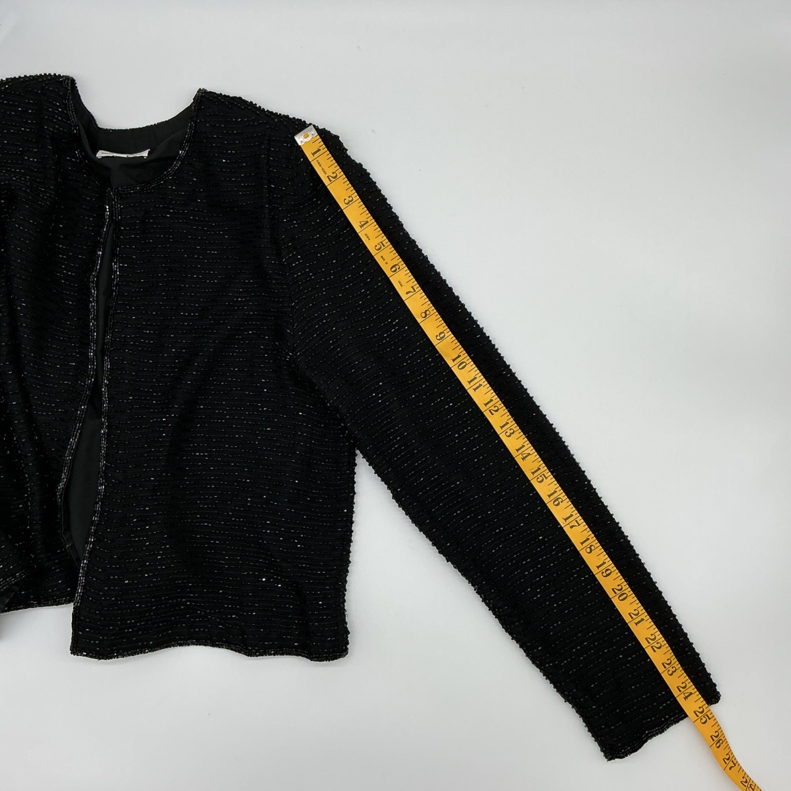 Vintage ANDRETTA DONATELLO Silk Beaded Jacket/Topper Black Size Medium