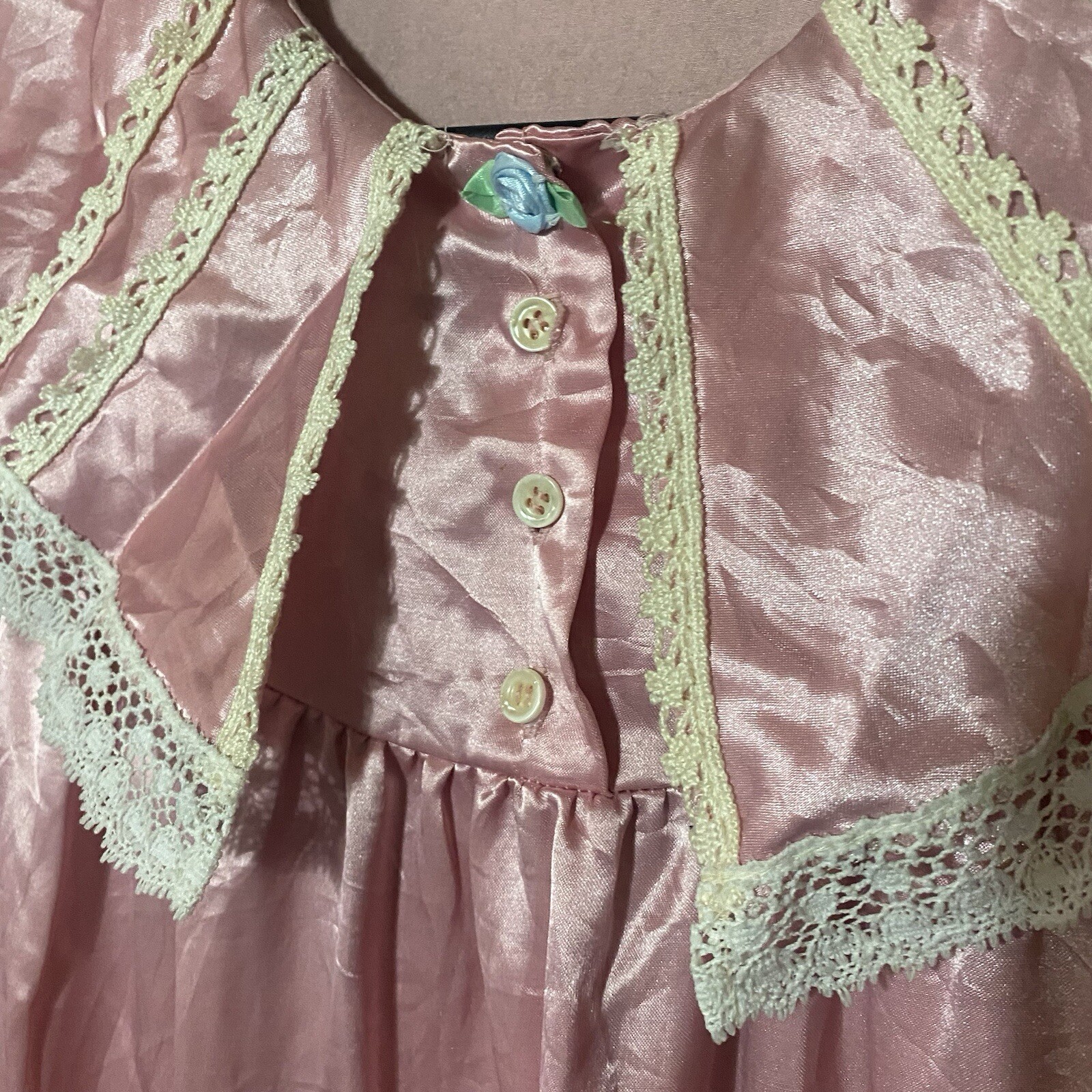 vintage womens nightgown pink medium Dolly Kawaii Made Usa