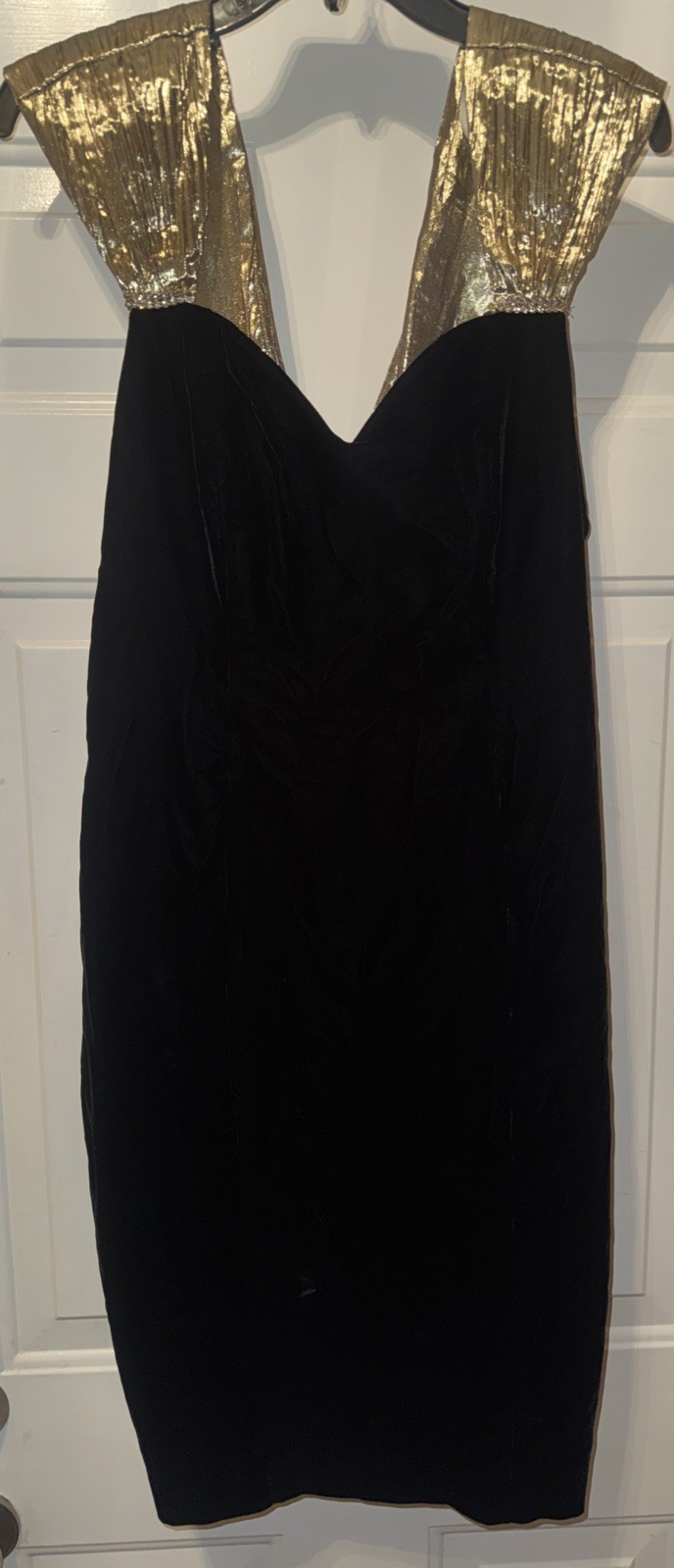 VTG Jessica Howard By Mitchell Rodbell Stunning Velvet Dress Gold Trim Size 10