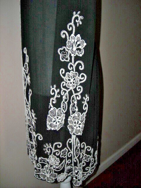 Vintage NWT Sheer Black White Beaded Long Open Top Size 4 Together (Spiegel)