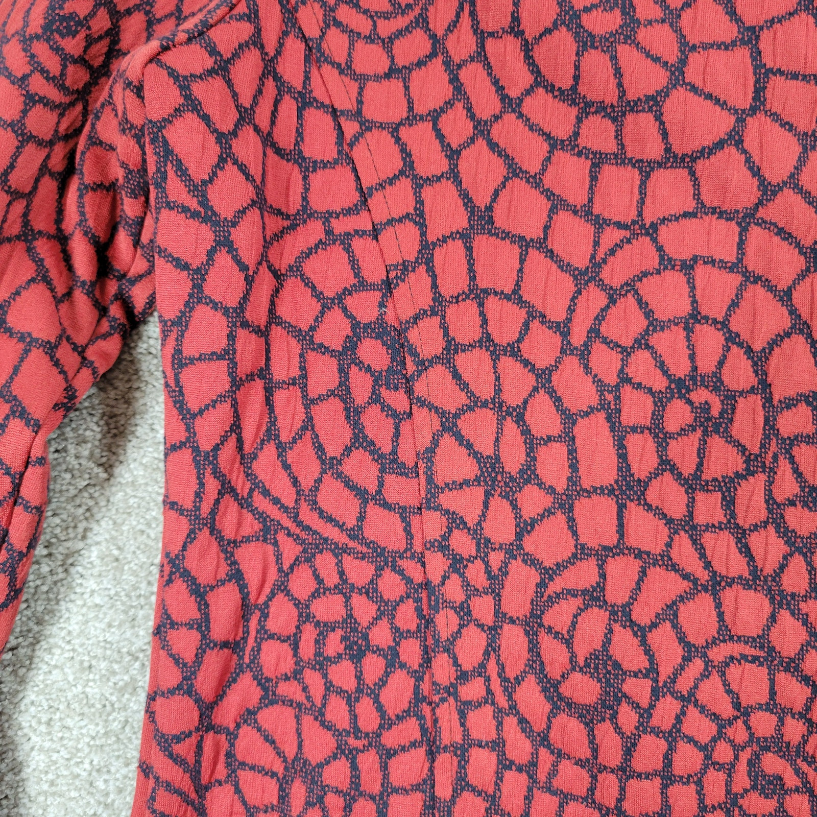 Vintage Rafael Sport Jacket Womens M Red Black Printed Zip Up High Neck Pockets