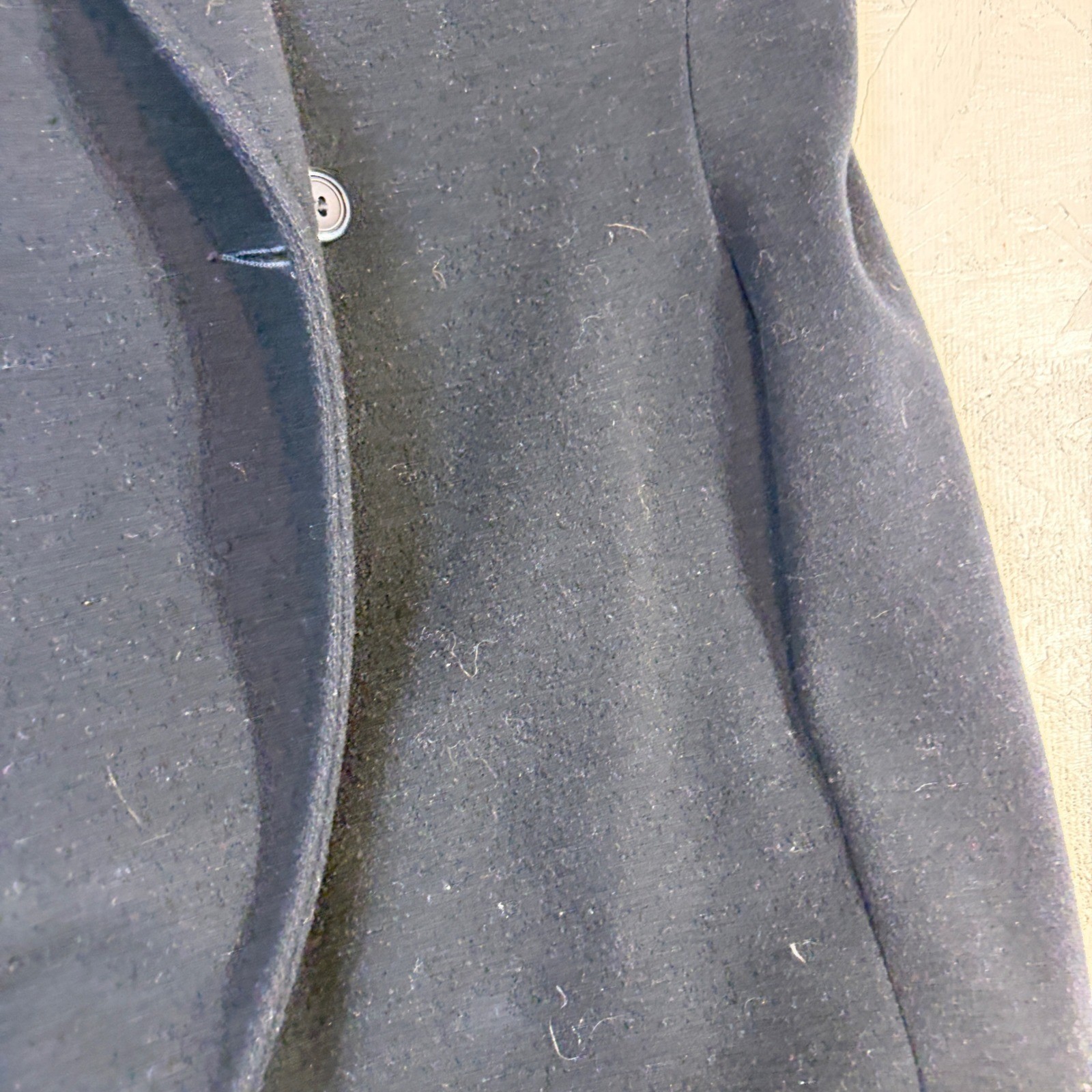Vintage Wool Coat – M Black ILGWU Double Breasted Long Trench READ