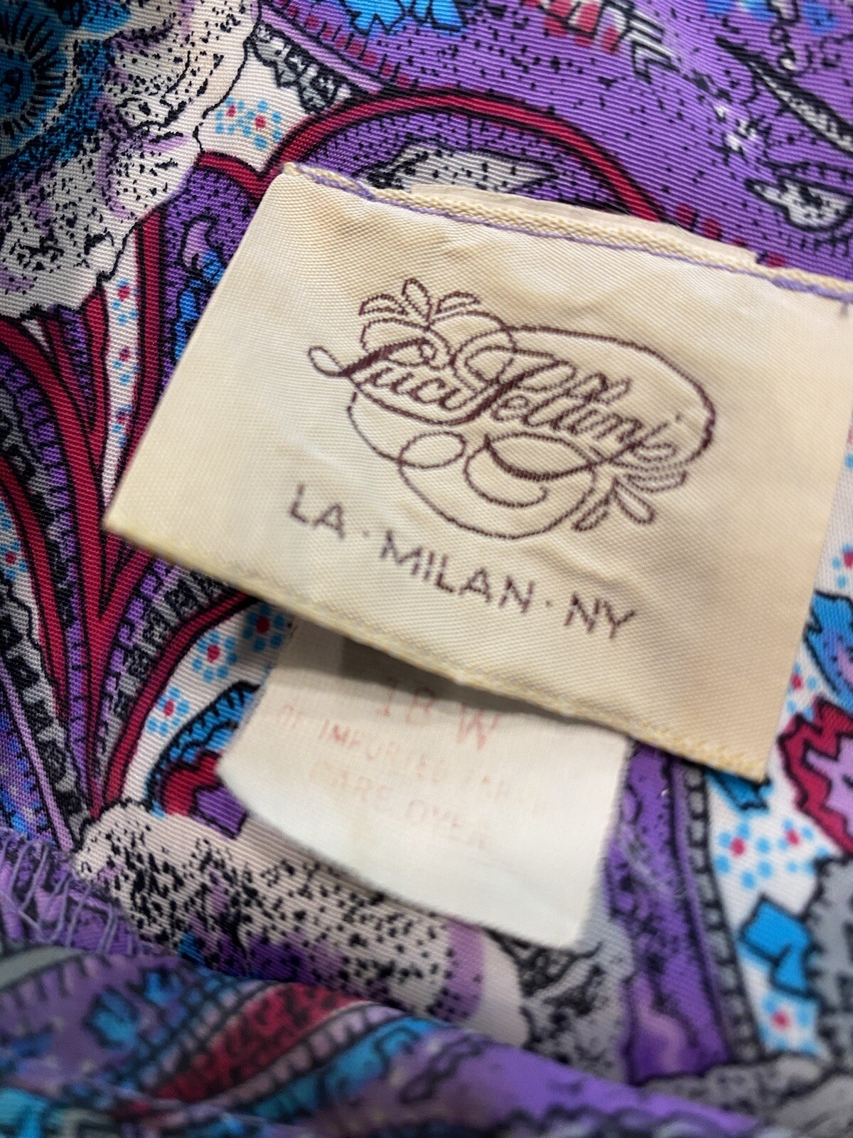 Vintage Luci Pellini Purple Floral 18 W Dress