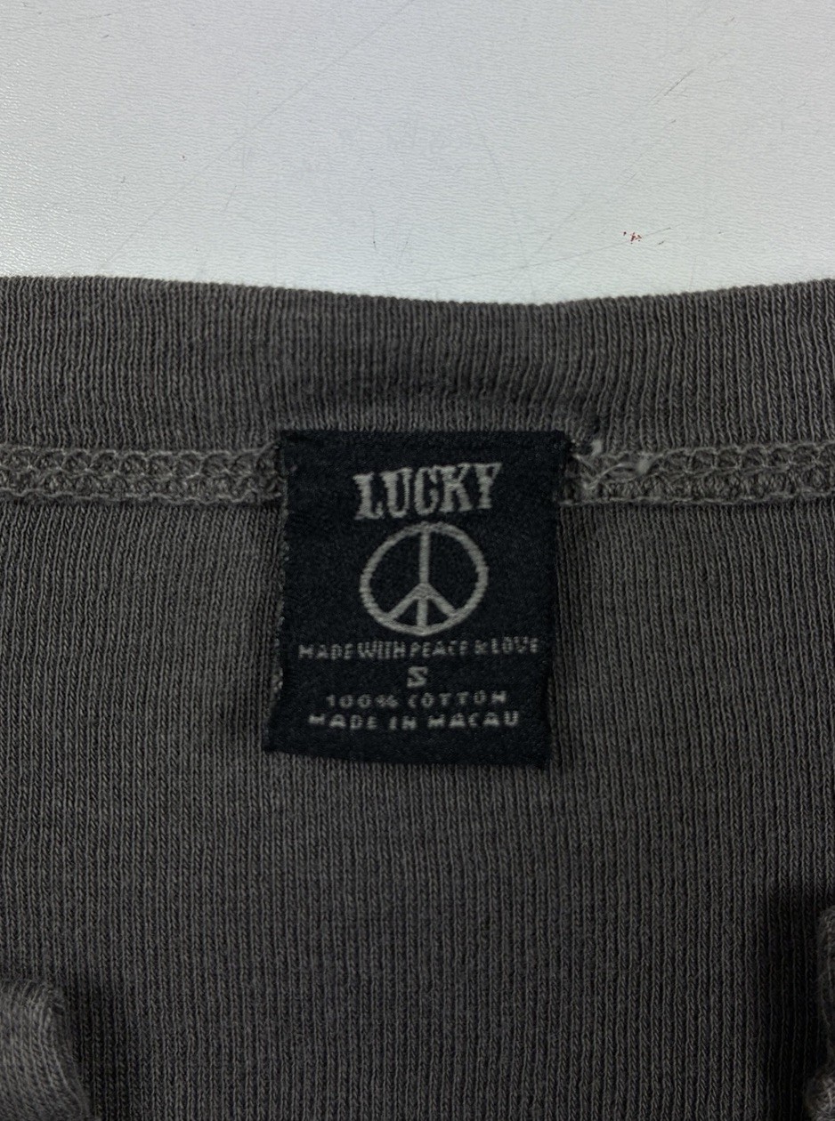 Lucky Brand Women’s VTG Y2K Love Long Sleeve Shirt Stained Thrashed Burnout S