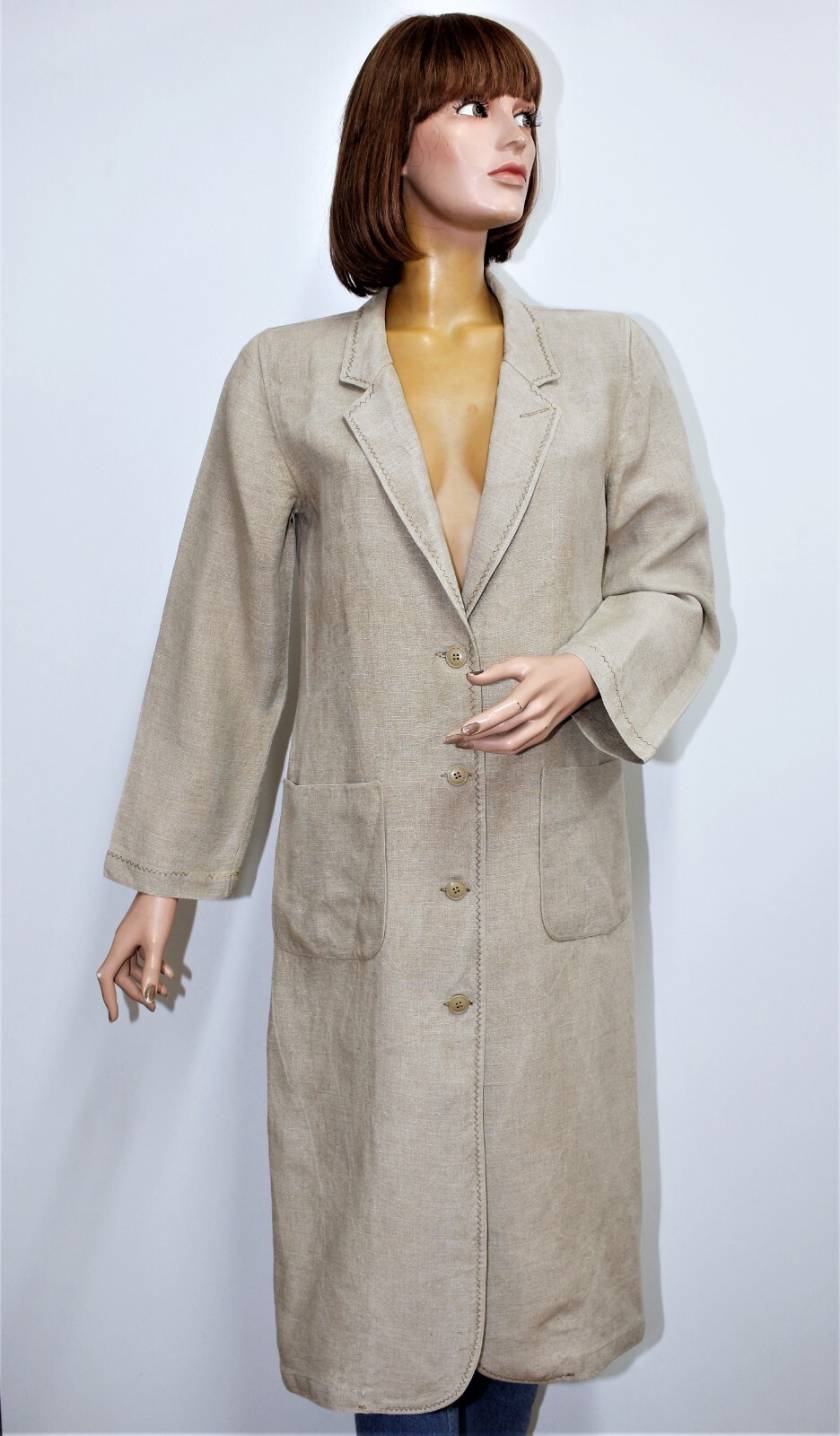 Vintage 80s JC CASTELBAJAC „KO & CO” greige linen coat 42FR 10US made in France