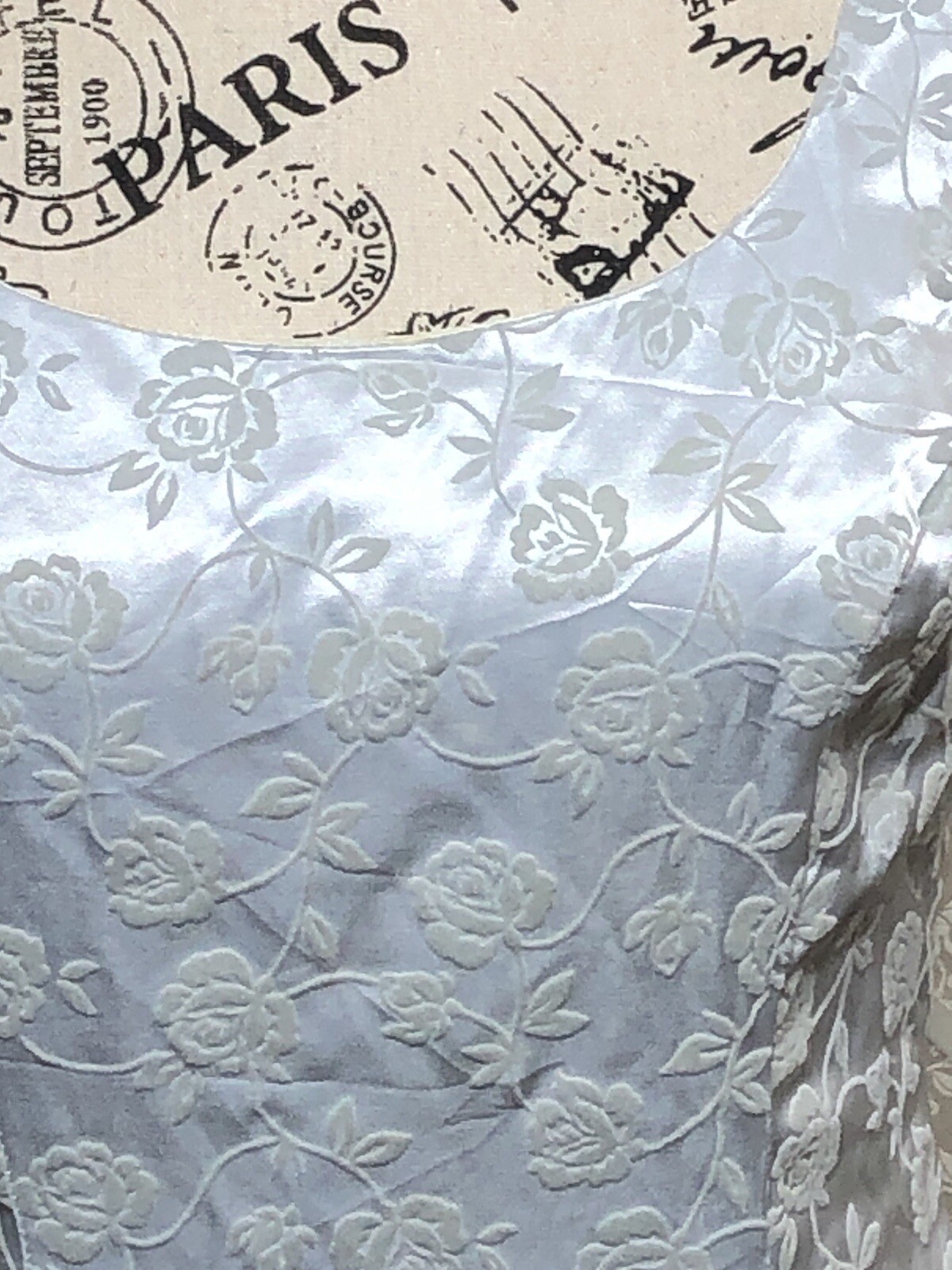VTG 90s/Y2K Zum Zum by Niki Livas Ice Blue Satin Velvet Burnout Prom Dress ~XS