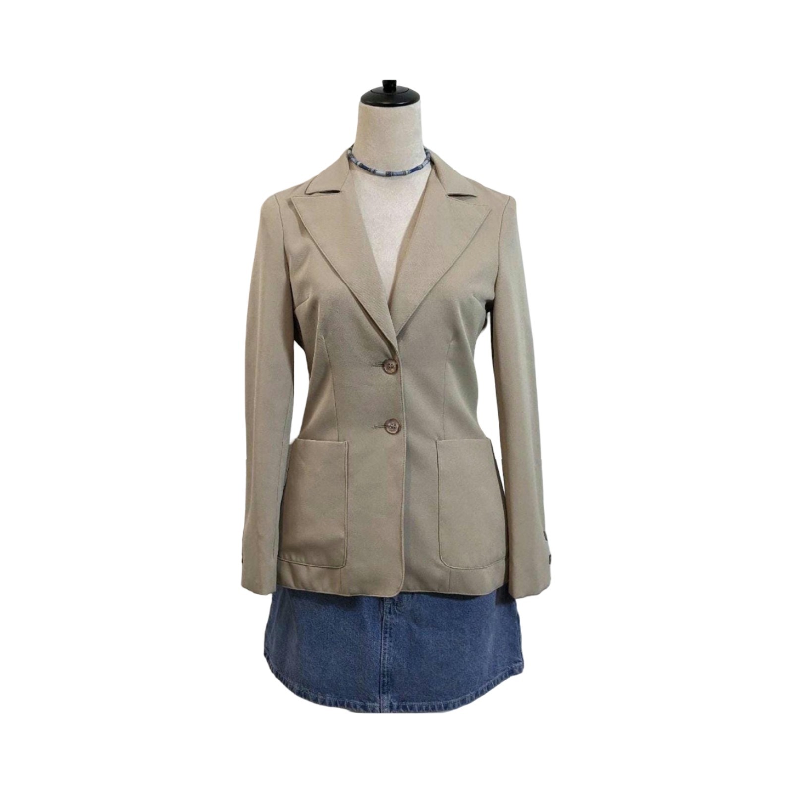 Vintage 70s Pantter Blazer Womens Small Beige Tailored Jacket Retro Office Wear