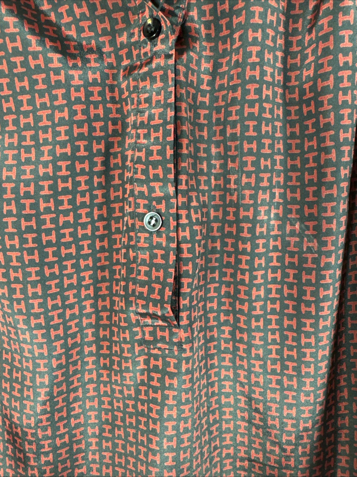Vintage 80s Halston III Navy Poly Flowy Business Secretary Blouse Top 6 M