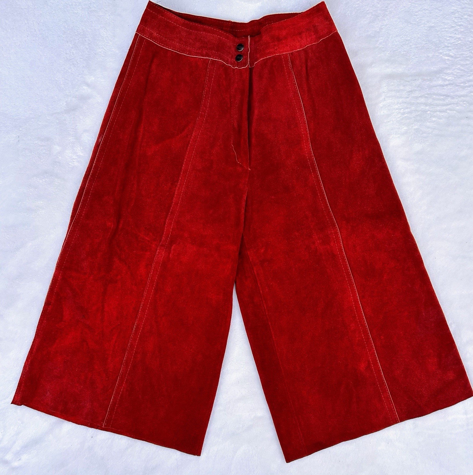 Vintage 1970s Retro Groovy Burnt Orange Suede Culottes Sm/Ex Sm, Dawn Fashions
