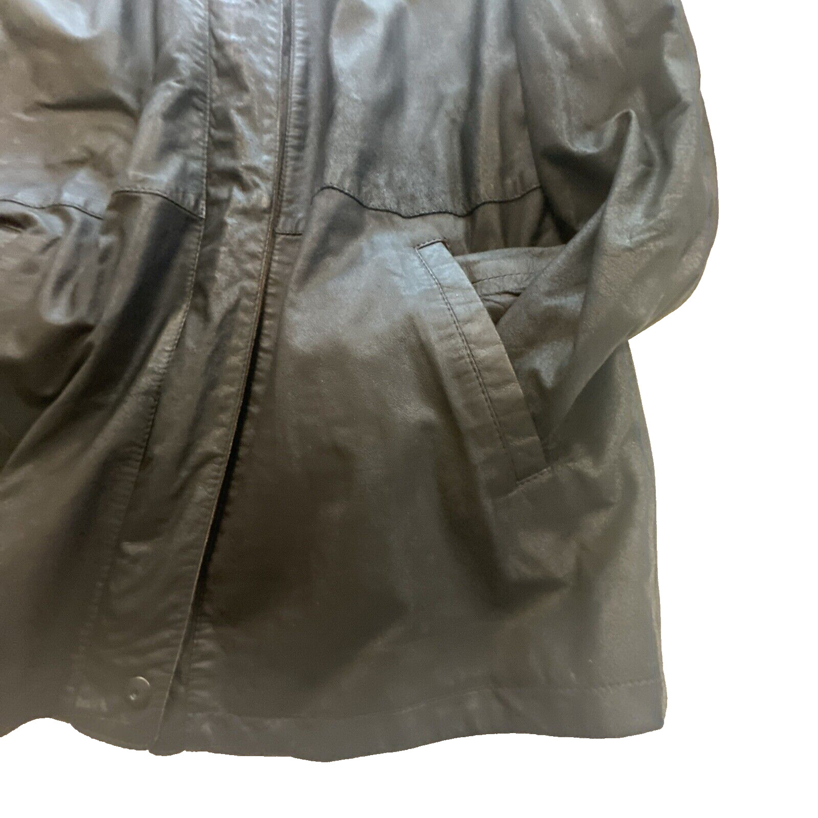Remy Soft Leather Coat Jacket Drop Waist Black Women’s Size Medium Vintage