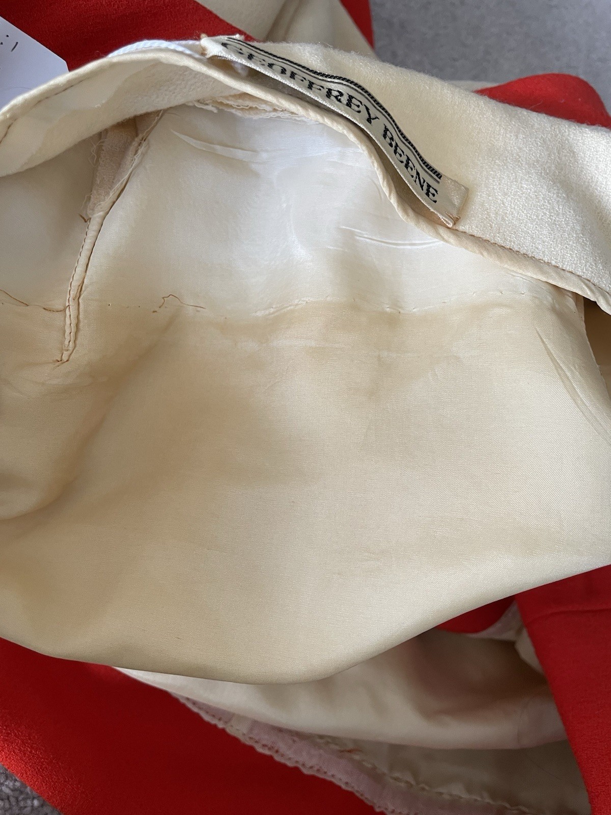 Geoffrey Beene Vintage 1960s Cream Bright Orange High Neck Dress Size Small