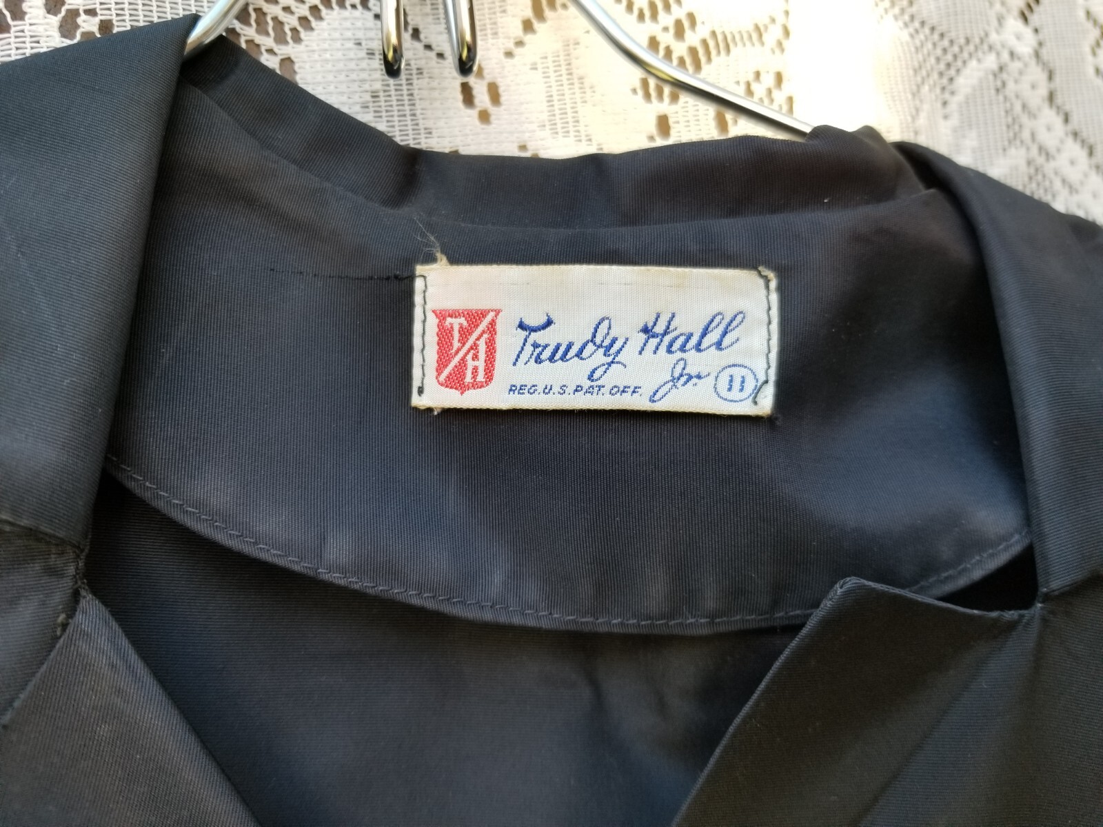 Rare Trudy Hall Jr 1940’s Black Dress With Belt Vintage – Size 11