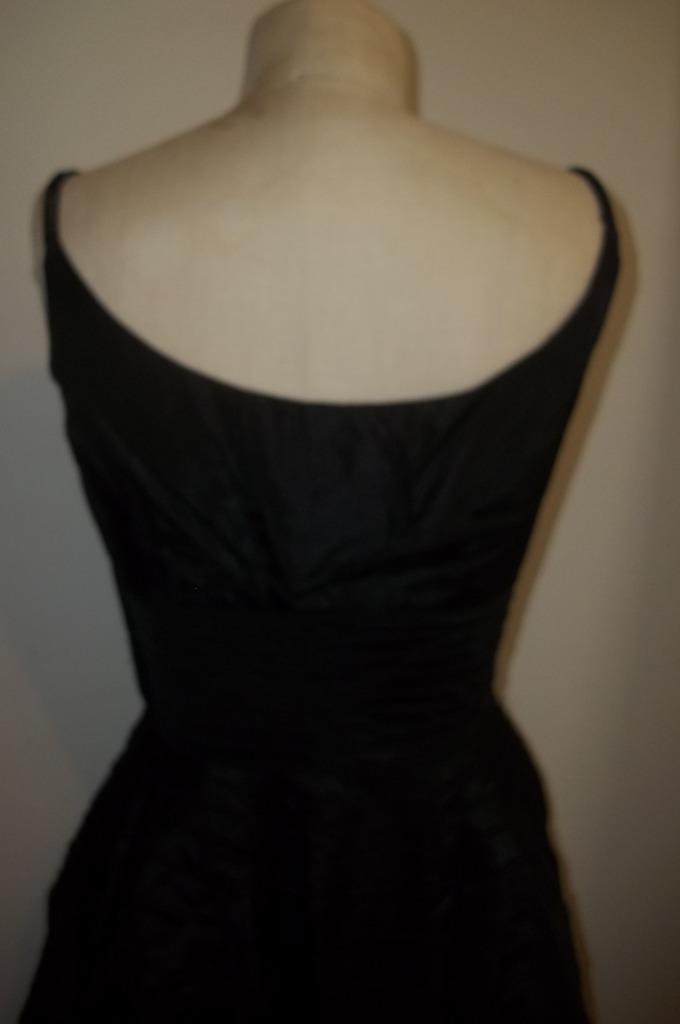 Vintage Black Double Spaghetti Strap Swing Dress S